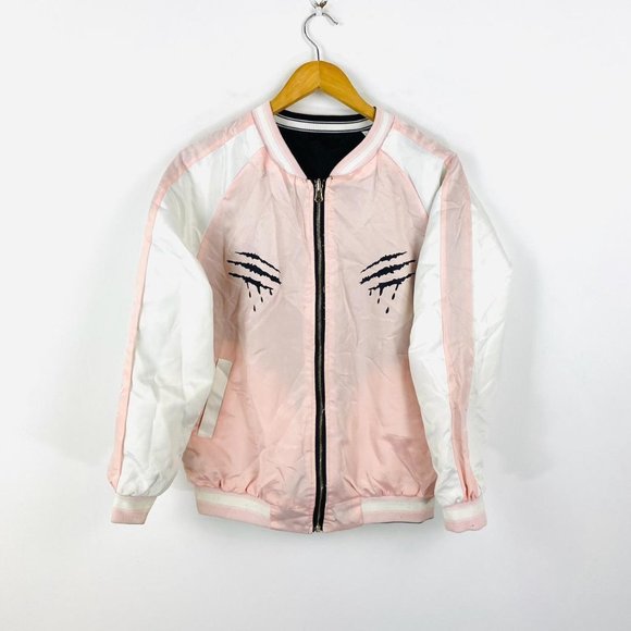 Slash print reversible souvenir bomber varsity baseball jacket size 10 - Picture 4 of 5